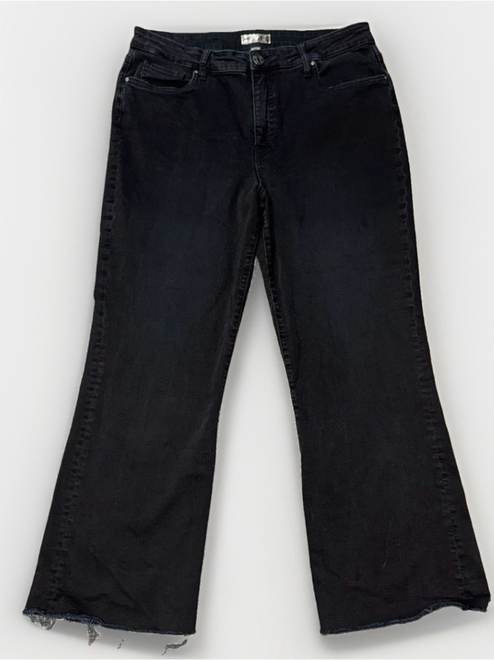 KUT From The Kloth Kelsey High Rise Fab Ab Ankle Flare Jeans Black Sz 14 - Picture 3 of 12